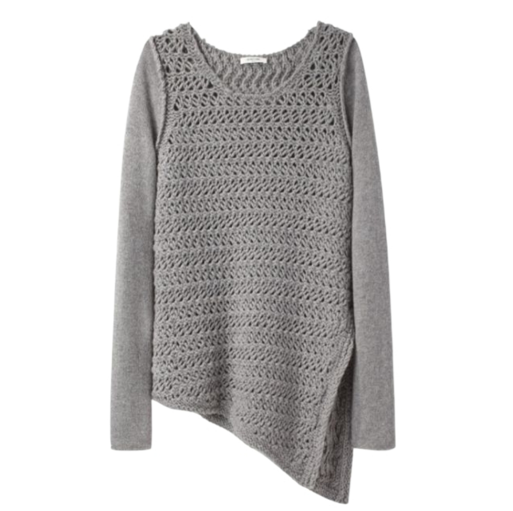 Helmut Lang Women's Assymetric Pullover Sweater Wool Cashmere Gray Size Medium